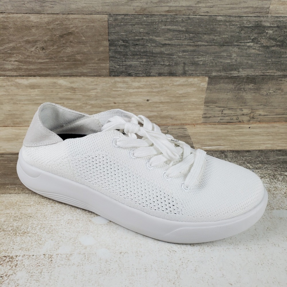 Reef Swellsole Neptune Mens Shoes Sz 7.5 White Stretch Knit Lace Up Sneakers